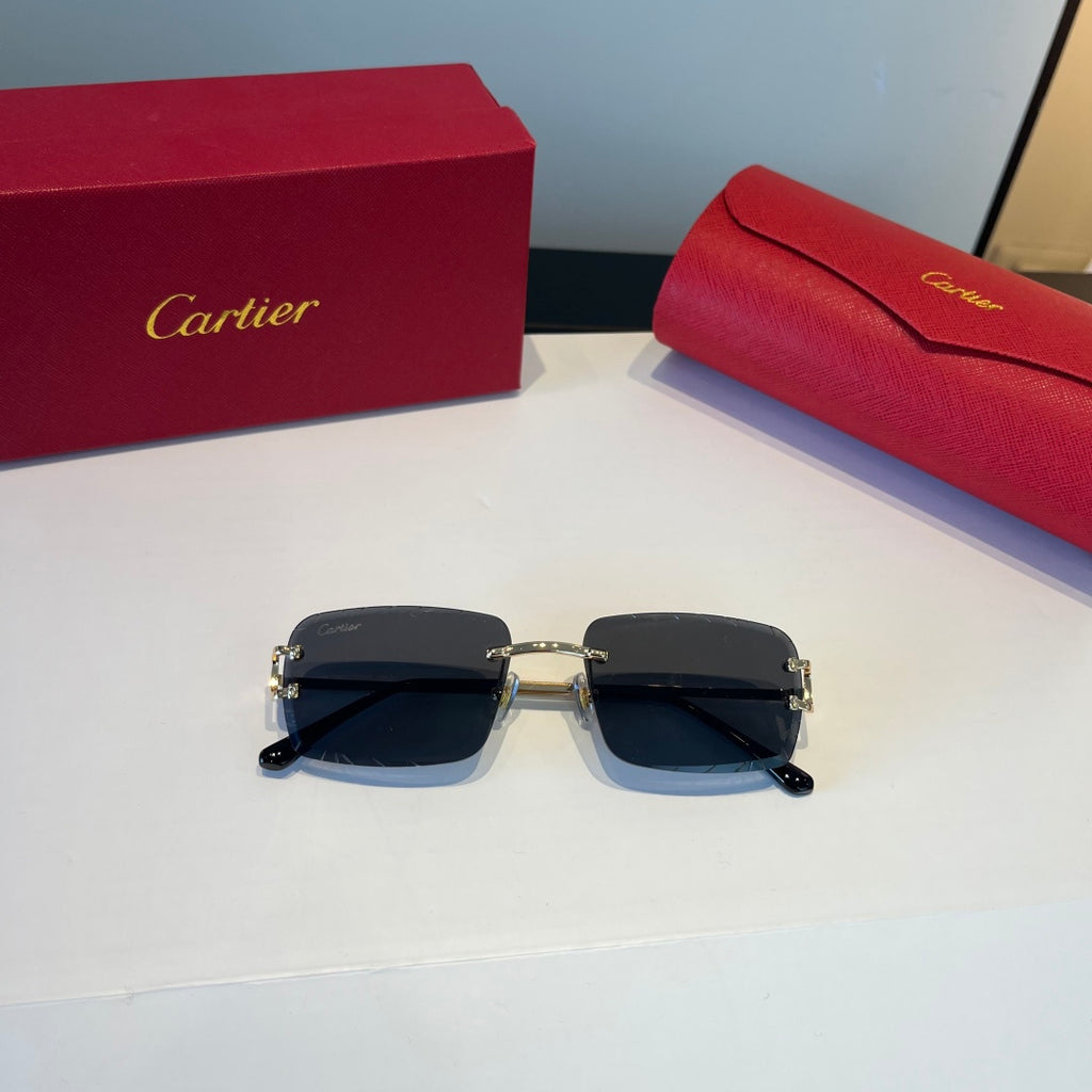 Cartier Lightweight Metal Rimless Black Lens Sunglasses for Men & Wom - 465800 - detail image 6