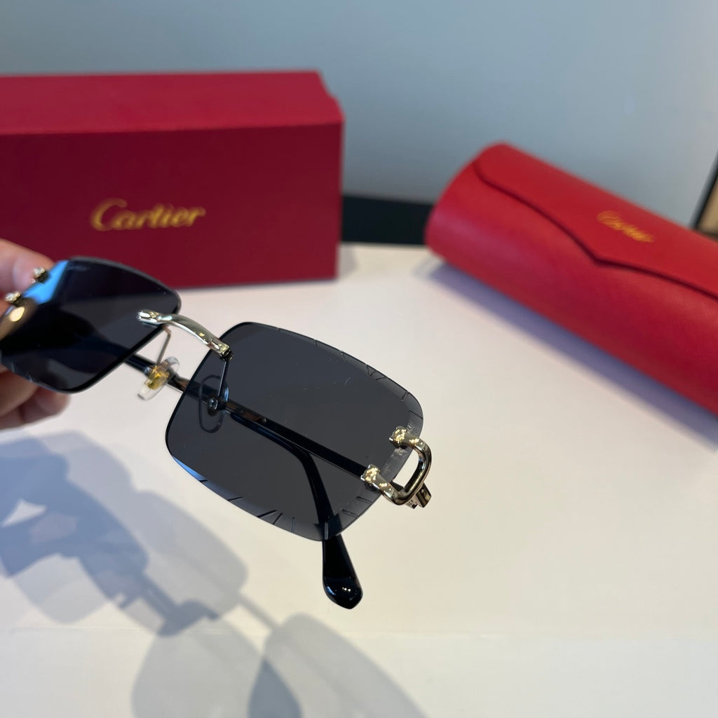 Cartier Lightweight Metal Rimless Black Lens Sunglasses for Men & Wom - 998253 - detail image 5