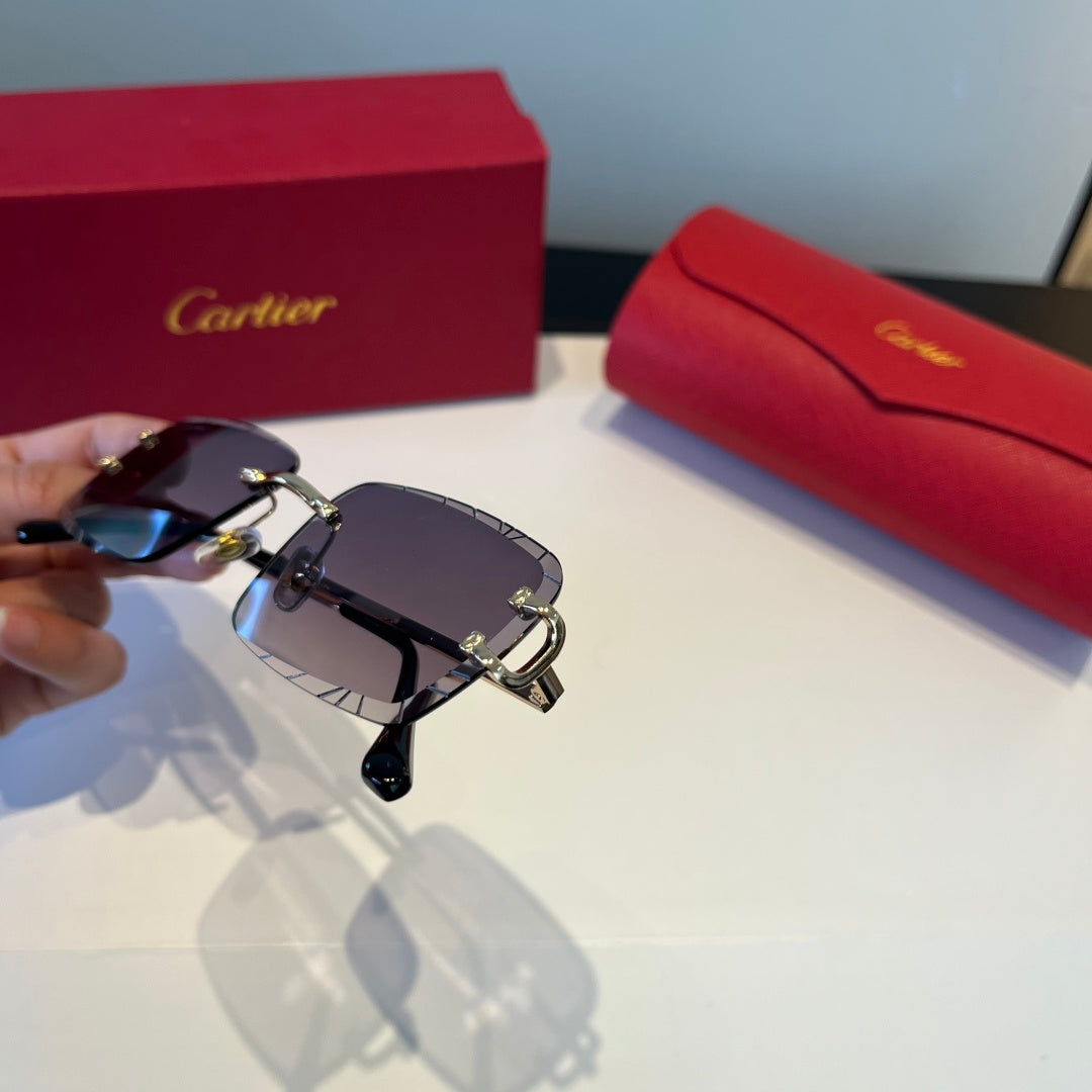 Cartier Lightweight Metal Rimless Silver Lens Sunglasses for Men & Wo - 867174 - detail image 7