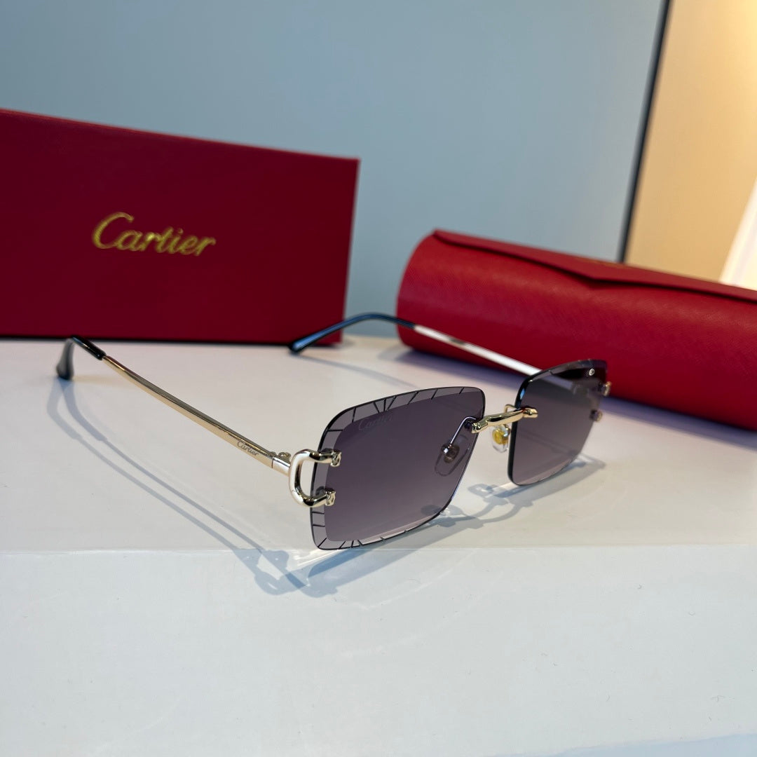 Cartier Lightweight Metal Rimless Silver Lens Sunglasses for Men & Wo - 867174