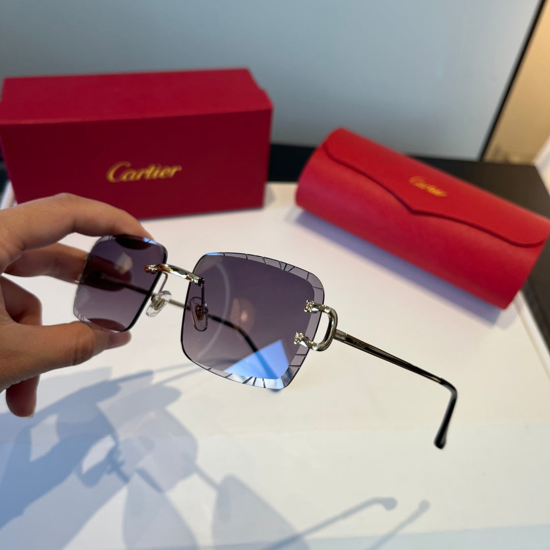 Cartier Lightweight Metal Rimless Silver Lens Sunglasses for Men & Wo - 867174 - detail image 5