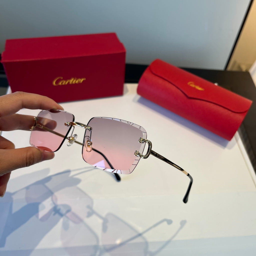 Cartier Lightweight Metal Rimless Silver Lens Sunglasses for Men & Wo - 998255 - detail image 5