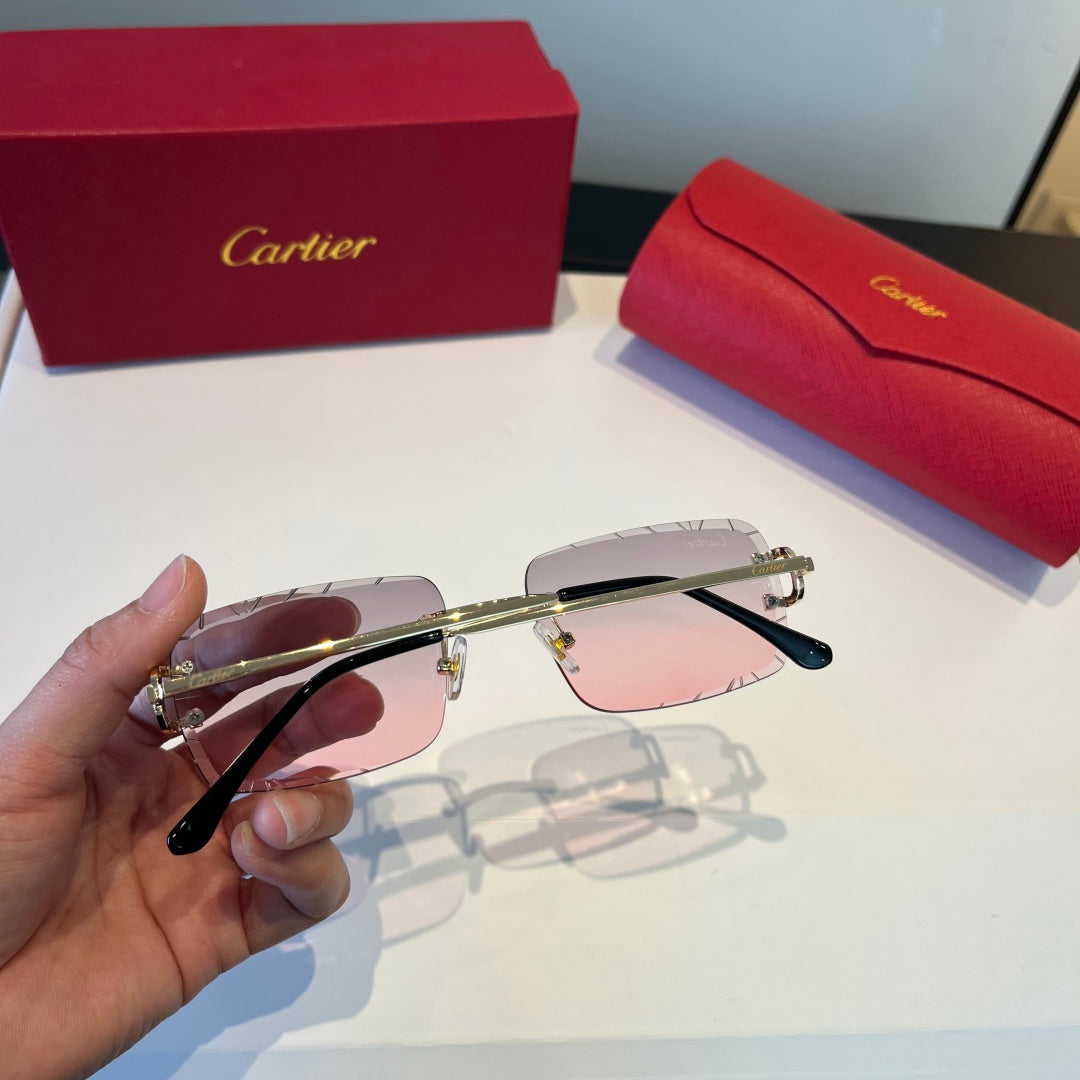 Cartier Lightweight Metal Rimless Silver Lens Sunglasses for Men & Wo - 998255 - detail image 6