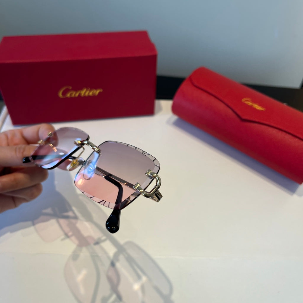 Cartier Lightweight Metal Rimless Silver Lens Sunglasses for Men & Wo - 398989 - detail image 8