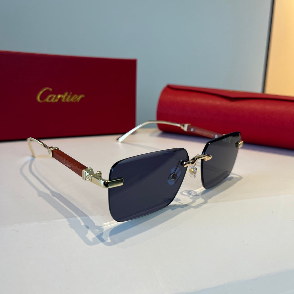 Cartier Lightweight Metal Rimless Red Lens Sunglasses for Men & Women - 867176