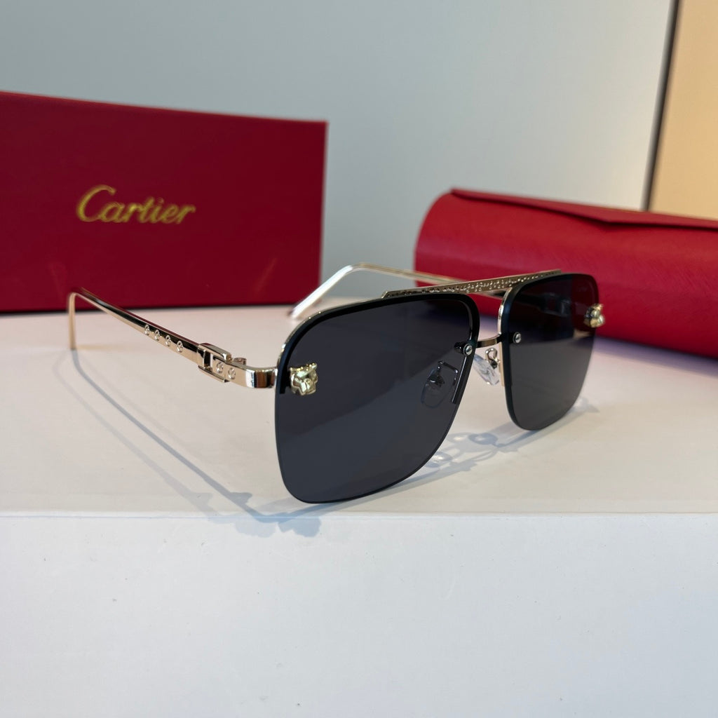 Cartier Metal Fashion Silver Lens Sunglasses for Men & Women - 998202