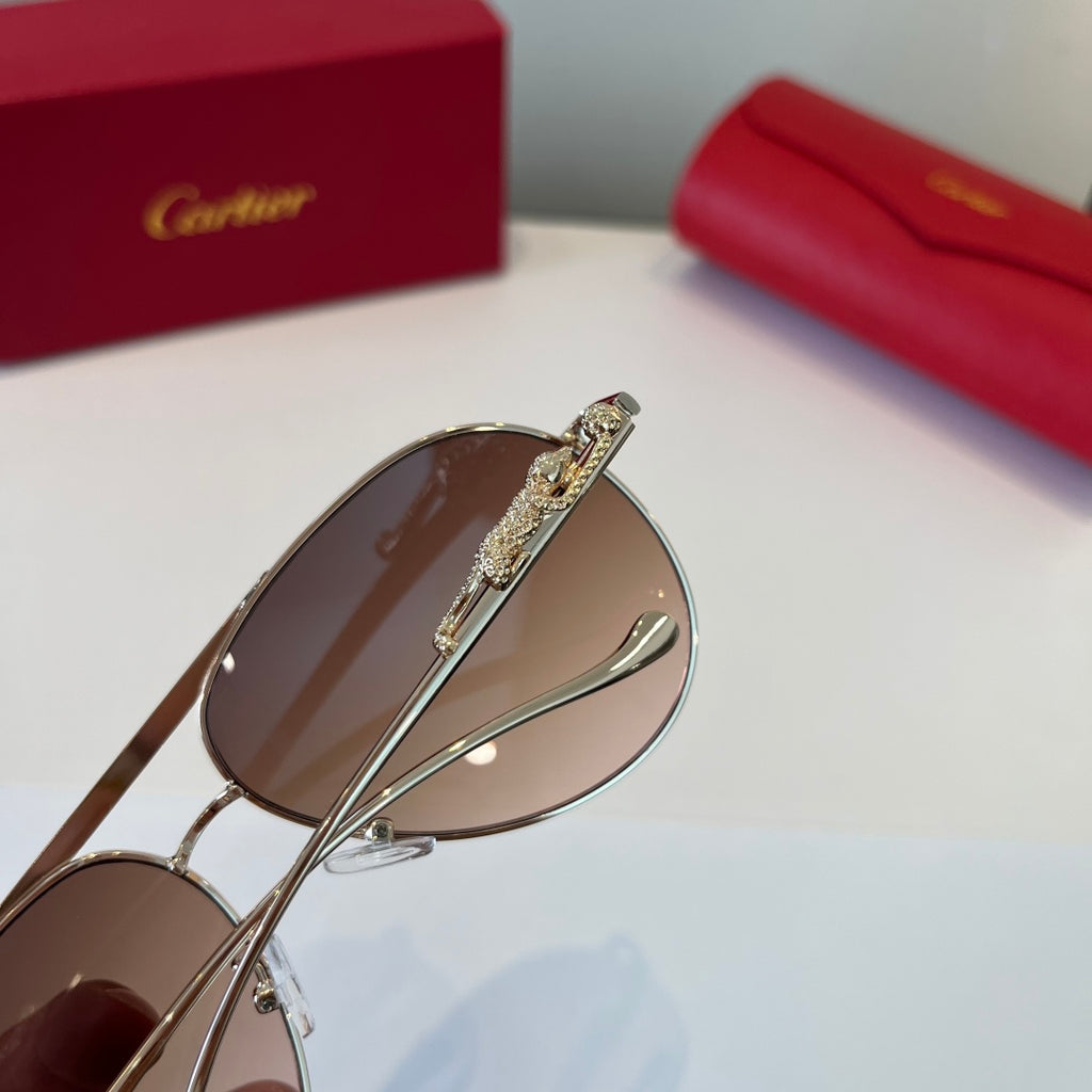 Cartier Lightweight Metal Rimless Brown Lens Sunglasses for Men & Wom - 867190 - detail image 7