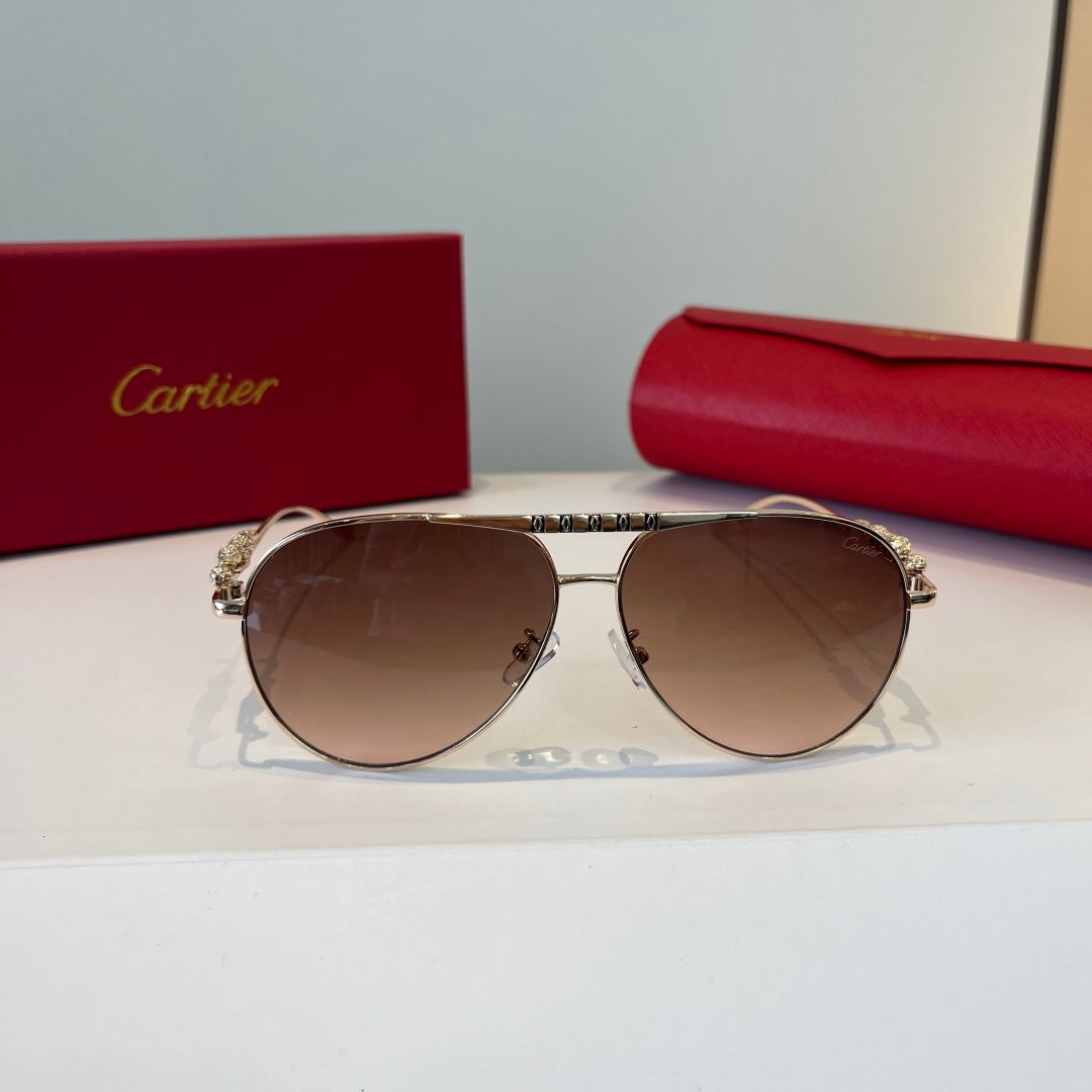 Cartier Lightweight Metal Rimless Brown Lens Sunglasses for Men & Wom - 449503 - detail image 2