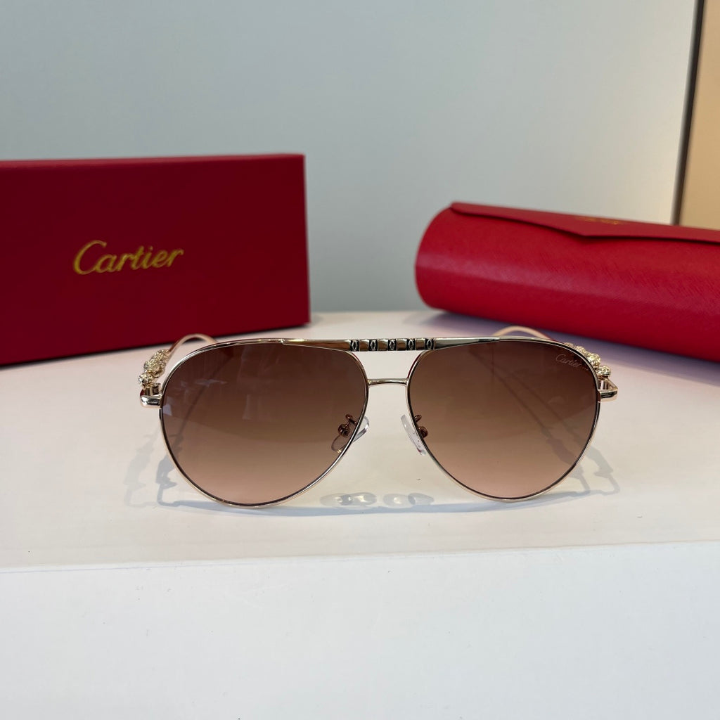 Cartier Lightweight Metal Rimless Brown Lens Sunglasses for Men & Wom - 998269 - detail image 2