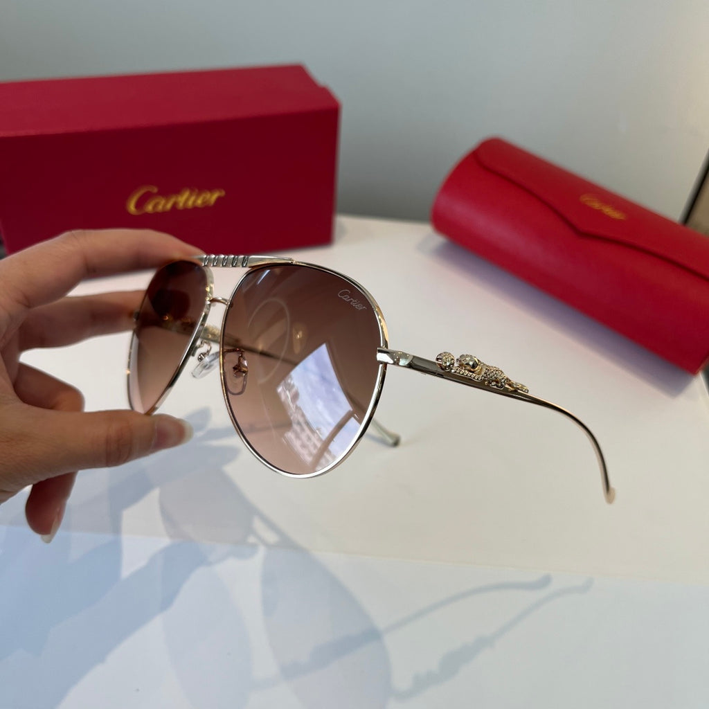 Cartier Lightweight Metal Rimless Brown Lens Sunglasses for Men & Wom - 998269 - detail image 4
