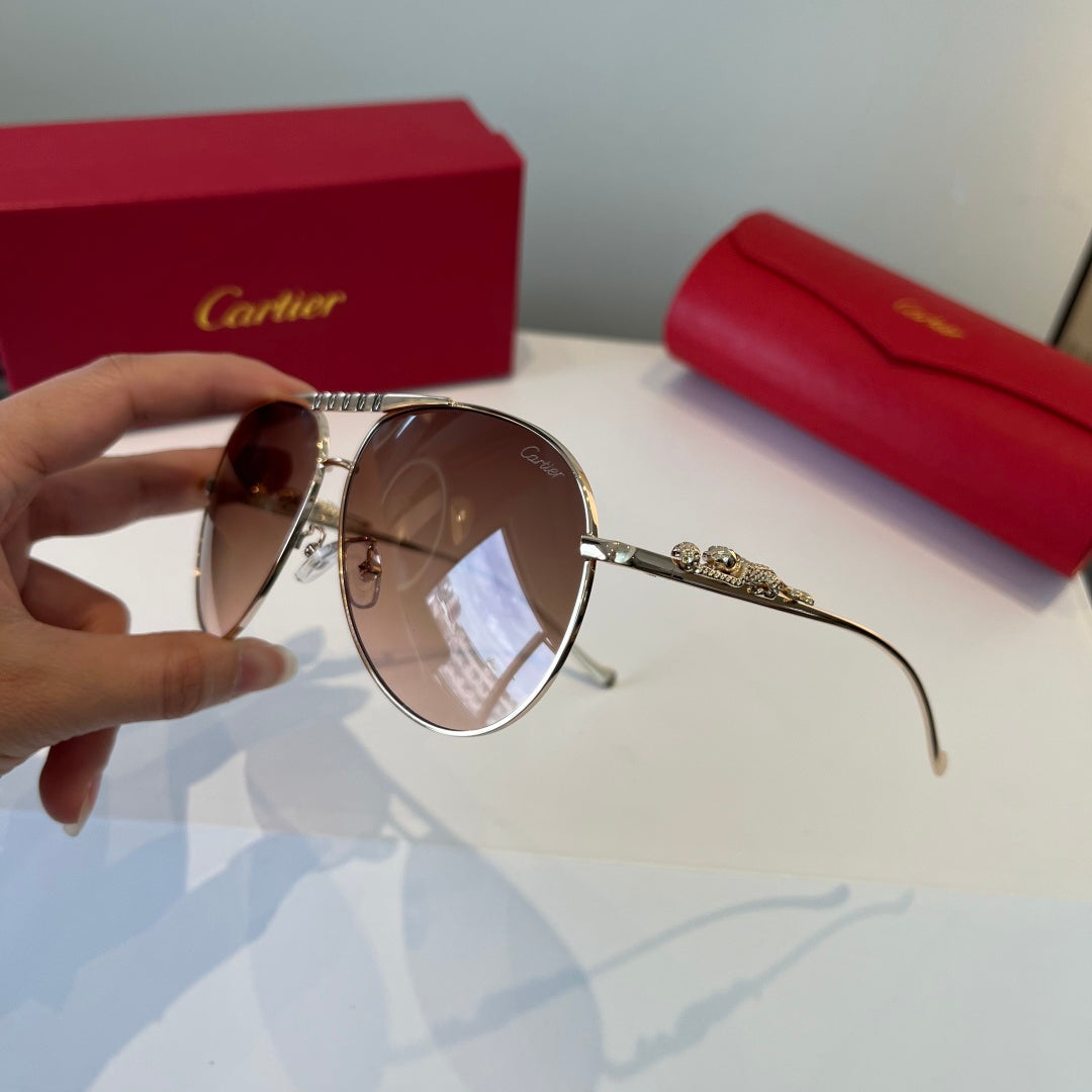 Cartier Lightweight Metal Rimless Brown Lens Sunglasses for Men & Wom - 998269 - detail image 4