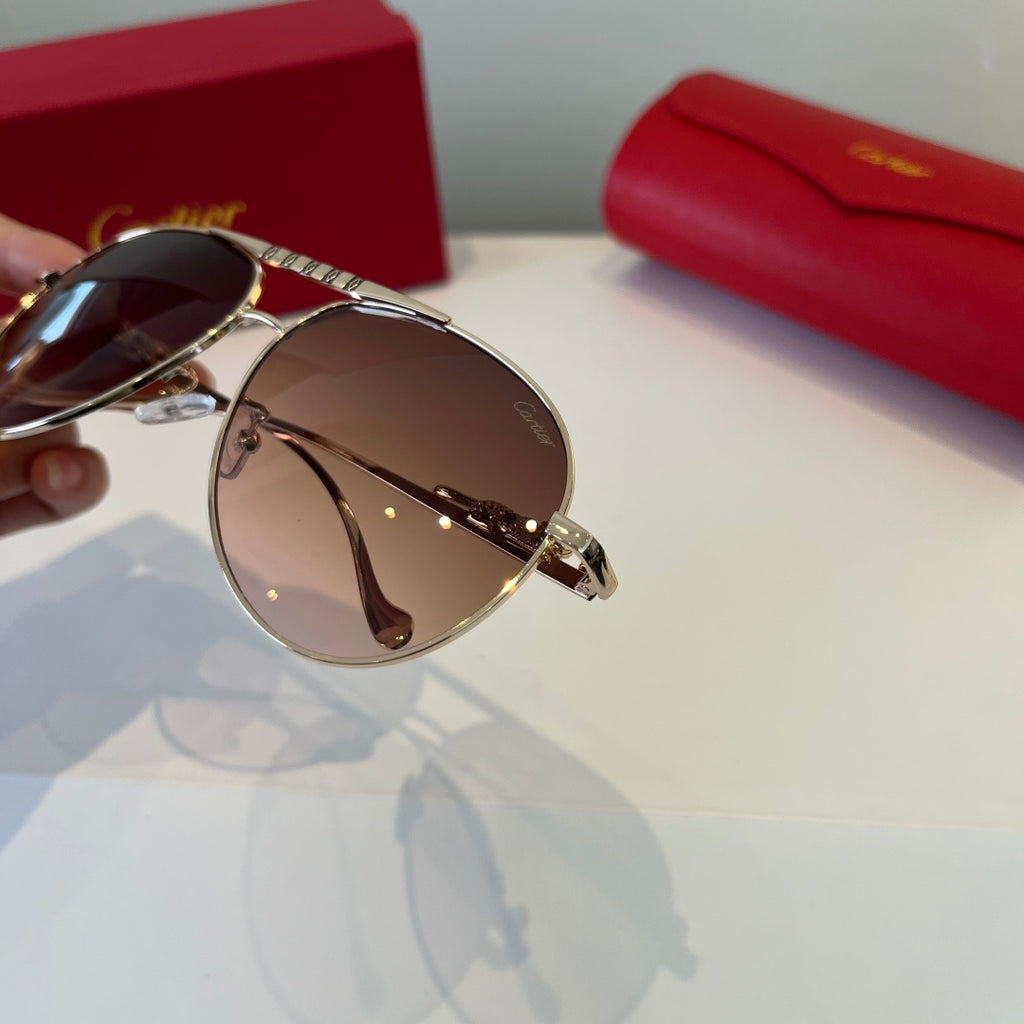 Cartier Lightweight Metal Rimless Brown Lens Sunglasses for Men & Wom - 867190 - detail image 6