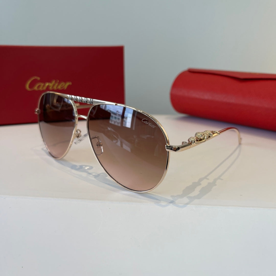 Cartier Lightweight Metal Rimless Brown Lens Sunglasses for Men & Wom - 998269 - detail image 3