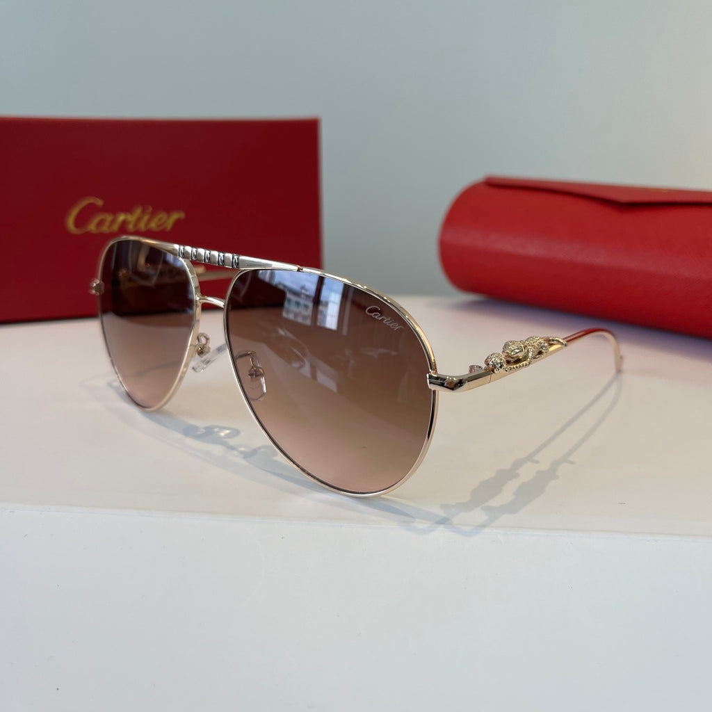 Cartier Lightweight Metal Rimless Brown Lens Sunglasses for Men & Wom - 867190 - detail image 3