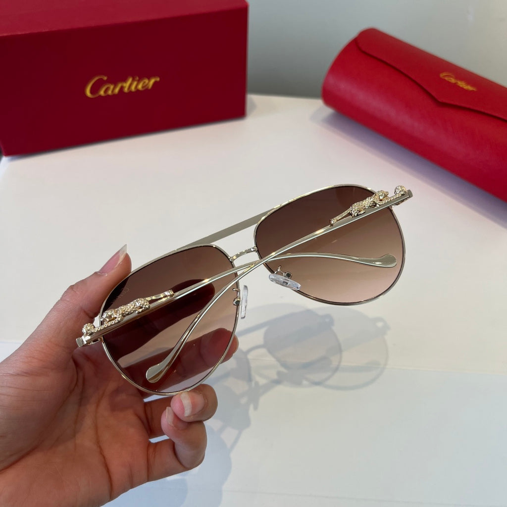 Cartier Lightweight Metal Rimless Brown Lens Sunglasses for Men & Wom - 998269 - detail image 8