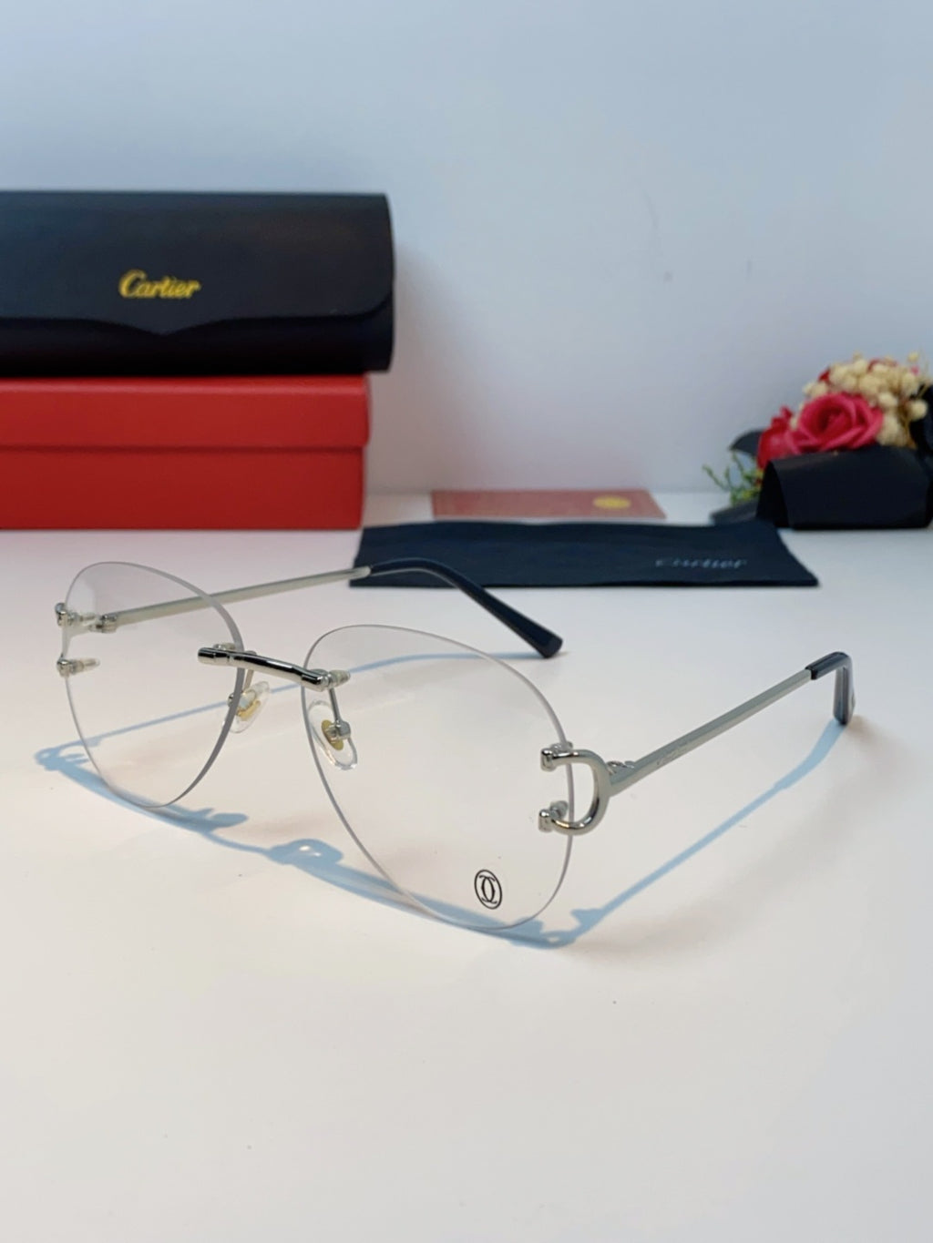 Cartier Lightweight Rimless Silver Lens Sunglasses for Men & Women - 432287