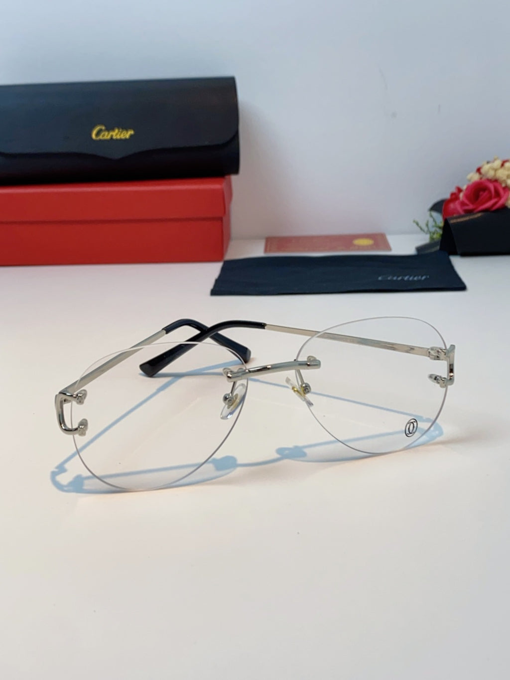 Cartier Lightweight Rimless Silver Lens Sunglasses for Men & Women - 432287 - detail image 2