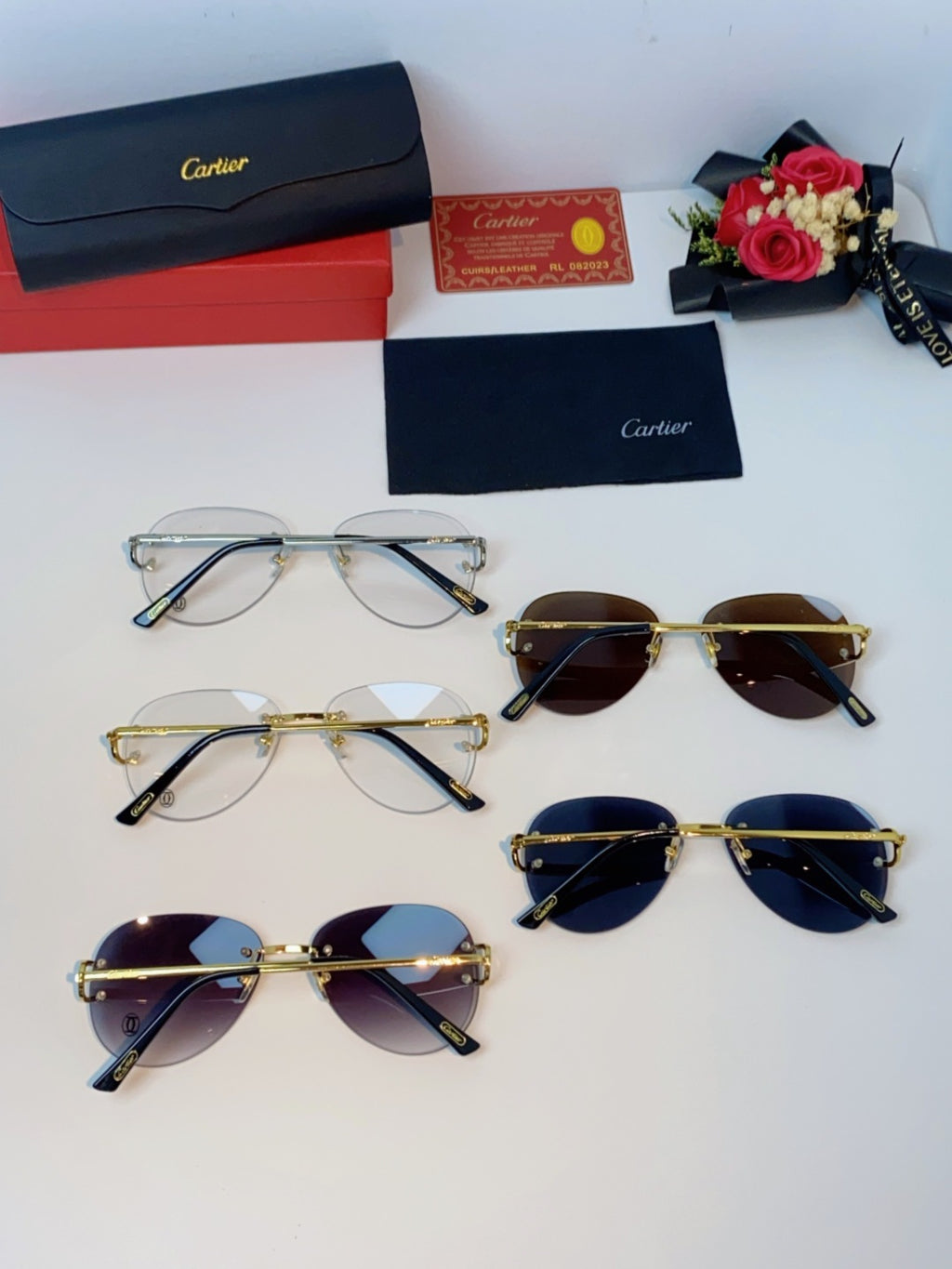 Cartier Lightweight Rimless Blue Lens Sunglasses for Men & Women - 432289 - detail image 11