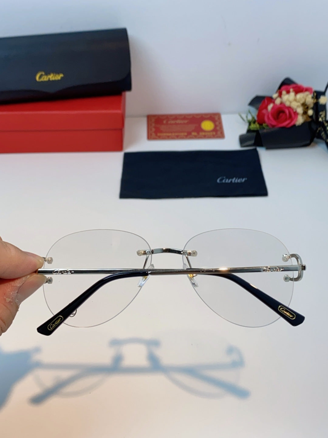 Cartier Lightweight Rimless Silver Lens Sunglasses for Men & Women - 432287 - detail image 5