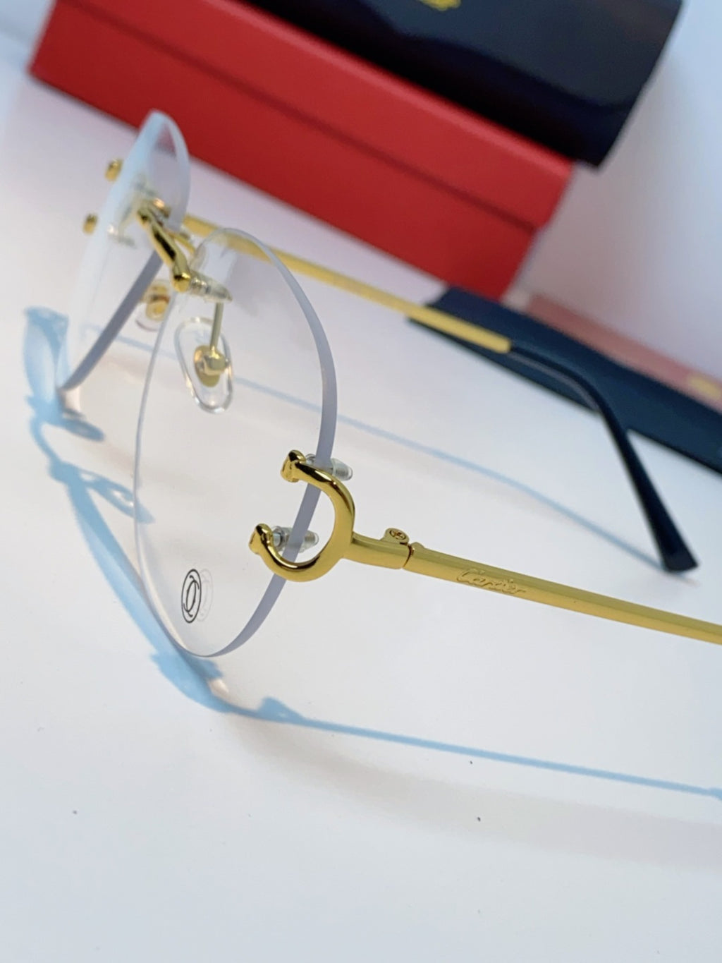 Cartier Lightweight Rimless Blue Lens Sunglasses for Men & Women - 432288 - detail image 7