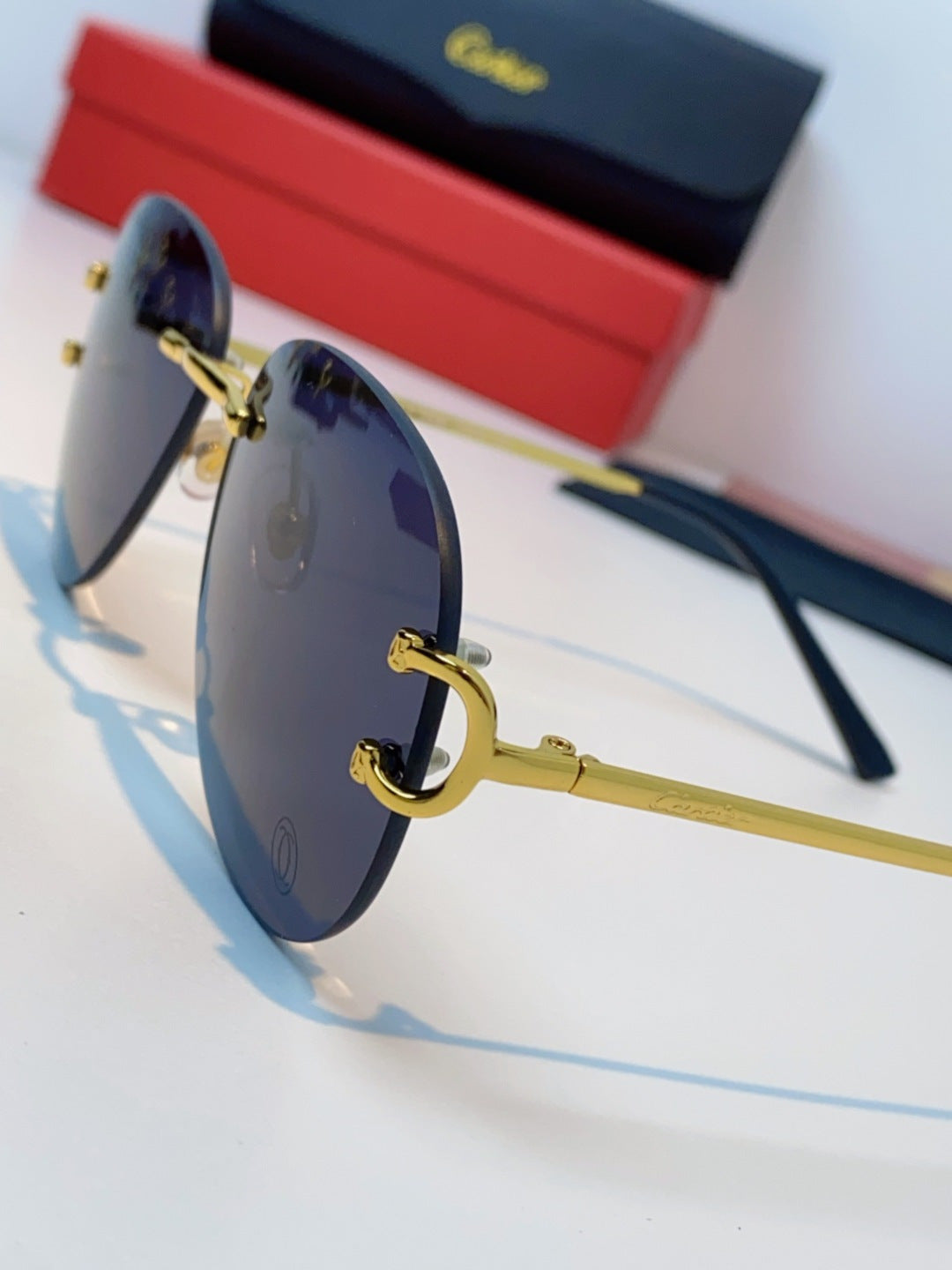 Cartier Lightweight Rimless Black Lens Sunglasses for Men & Women - 432291 - detail image 7