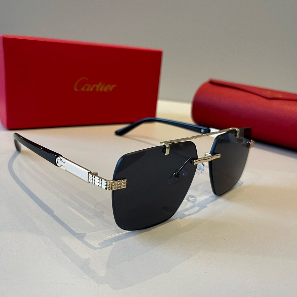 Cartier Lightweight Metal Rimless Silver Lens Sunglasses for Men & Wo - 372245