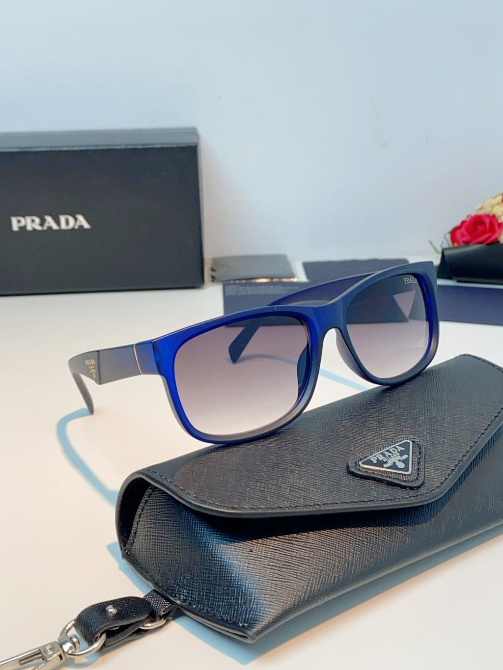 Prada Polarized Square Blue Lens Sunglasses for Men & Women - 372082 - detail image 10