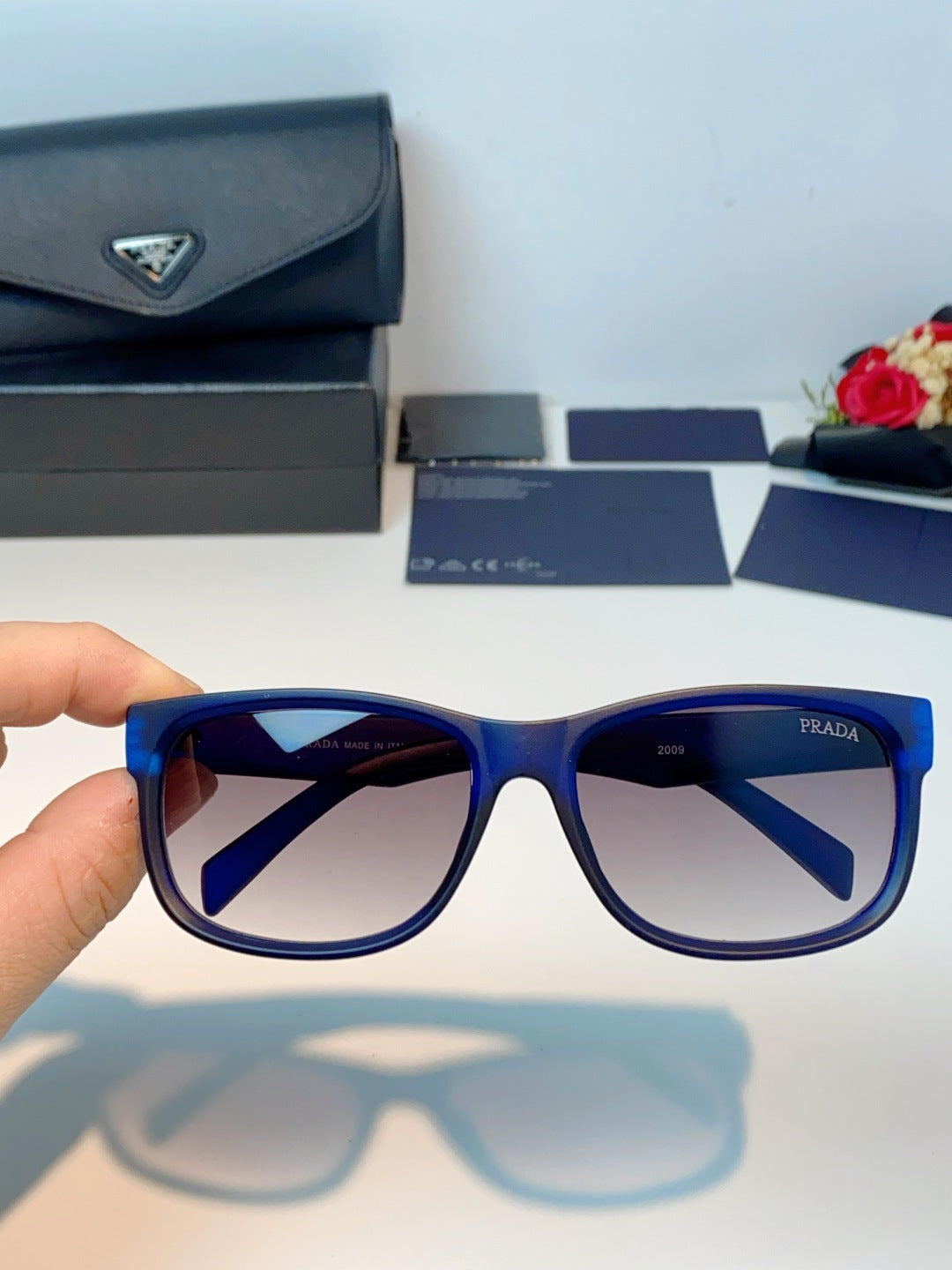 Prada Polarized Square Blue Lens Sunglasses for Men & Women - 934943 - detail image 4
