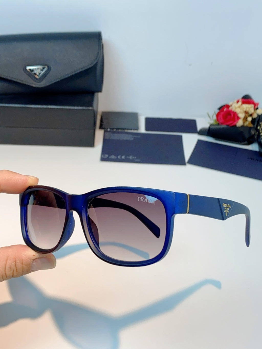 Prada Polarized Square Blue Lens Sunglasses for Men & Women - 934943 - detail image 6