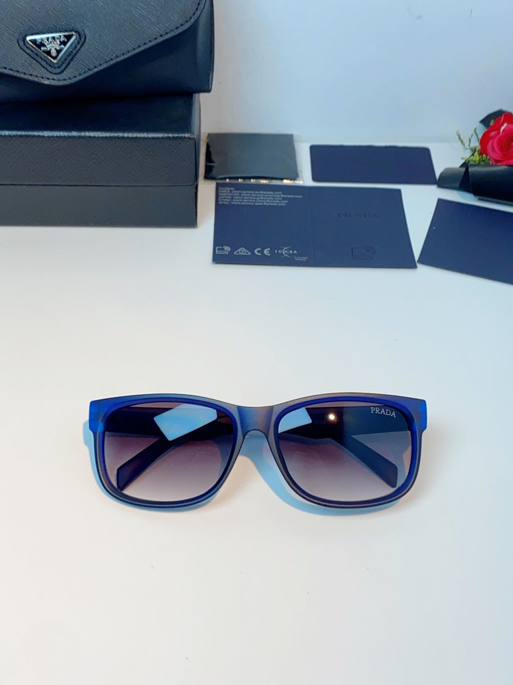 Prada Polarized Square Blue Lens Sunglasses for Men & Women - 372082 - detail image 9