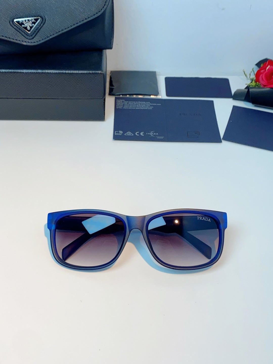 Prada Polarized Square Blue Lens Sunglasses for Men & Women - 934943 - detail image 9
