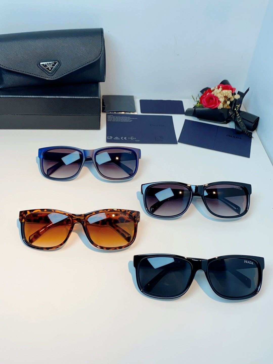 Prada Polarized Square Blue Lens Sunglasses for Men & Women - 934945 - detail image 12