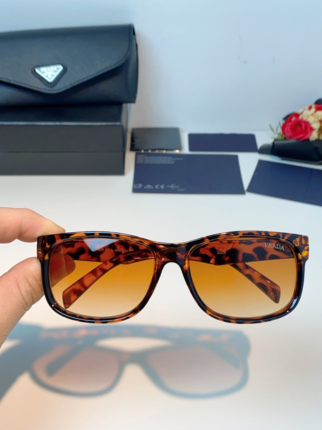 Prada Polarized Square Orange Lens Sunglasses for Men & Women - 934944 - detail image 4