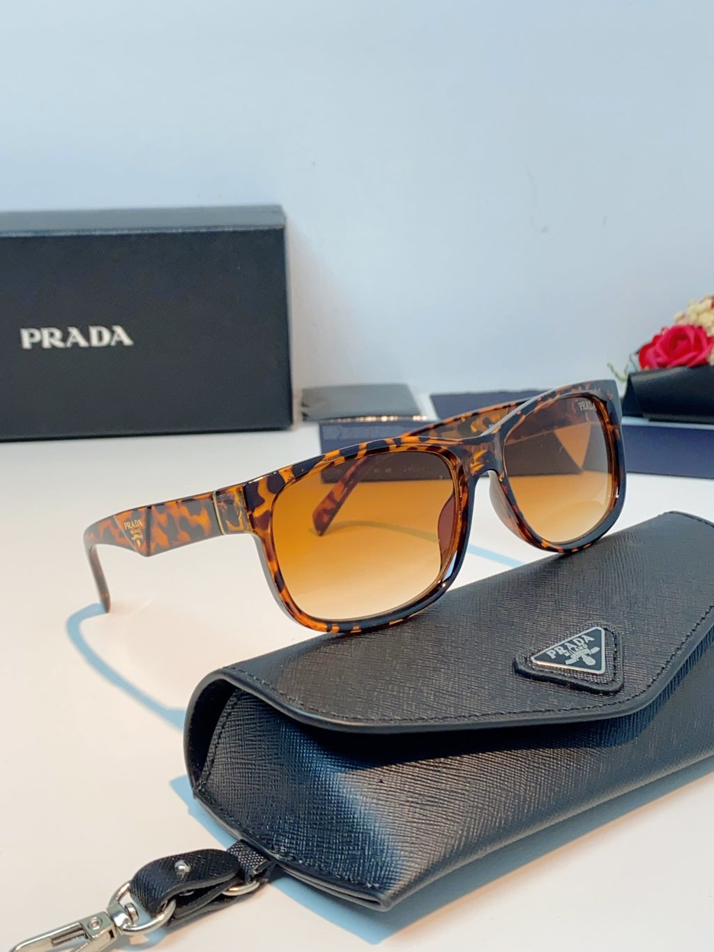 Prada Polarized Square Orange Lens Sunglasses for Men & Women - detail image 10