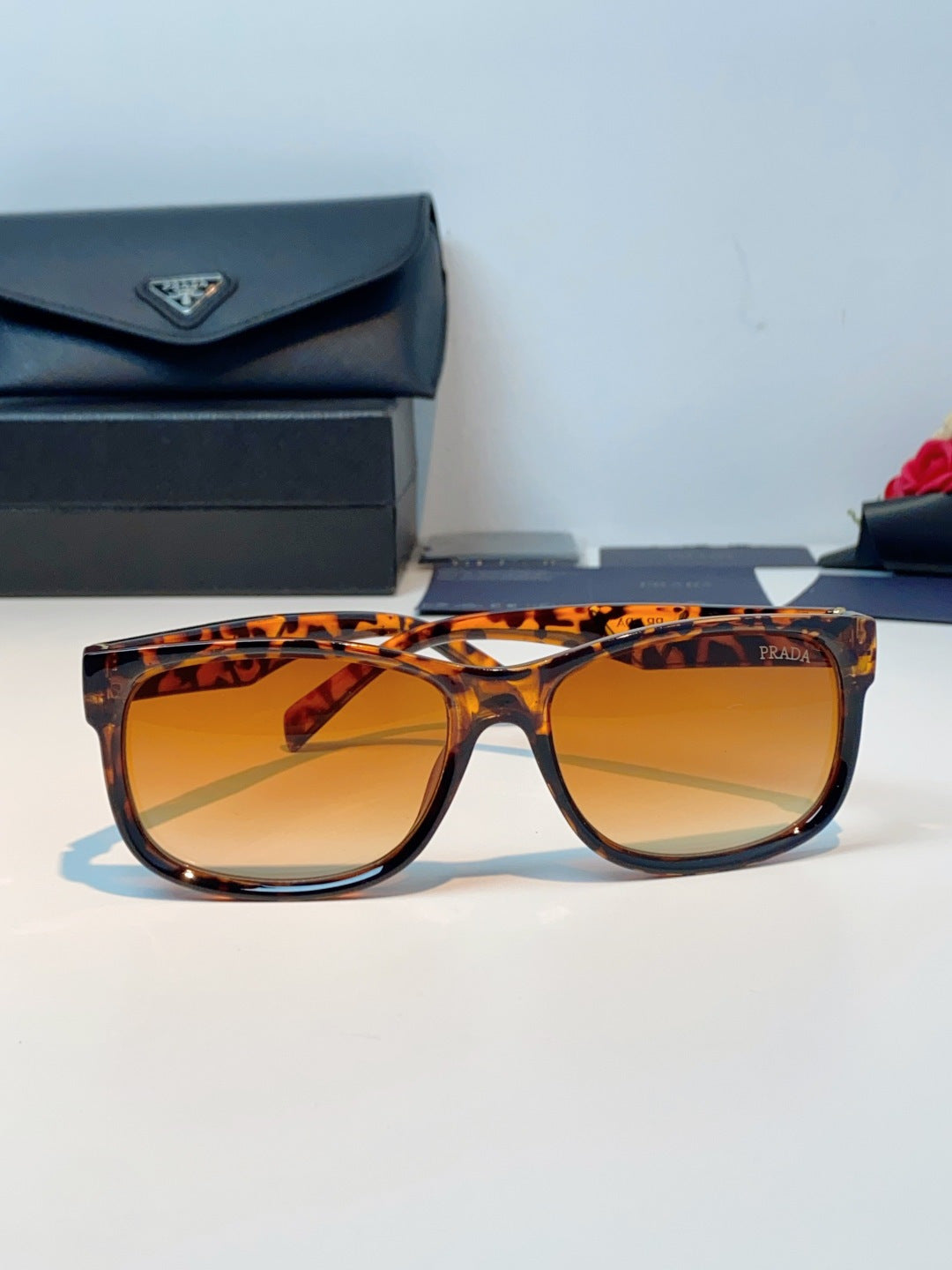 Prada Polarized Square Orange Lens Sunglasses for Men & Women - detail image 2