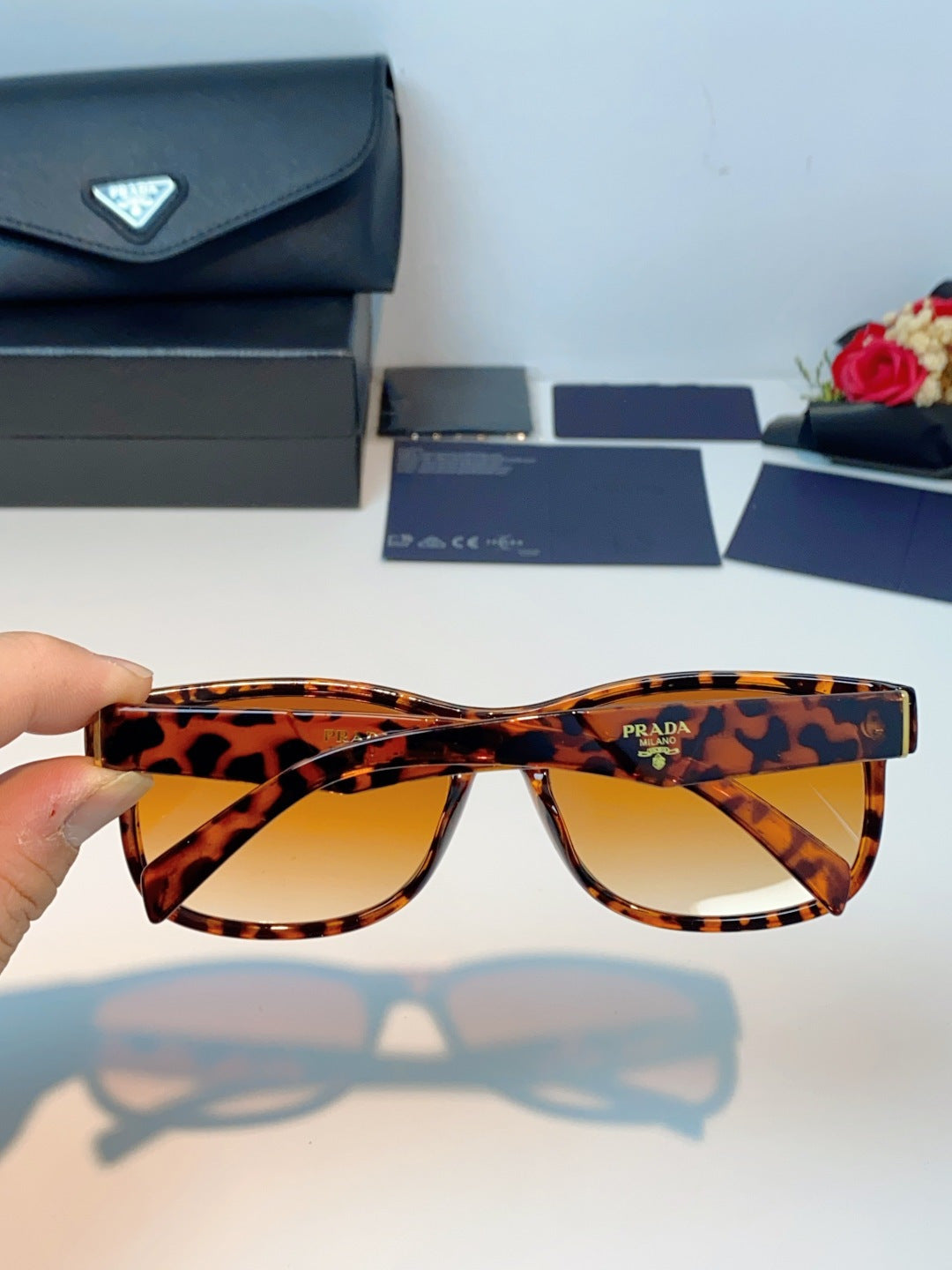 Prada Polarized Square Orange Lens Sunglasses for Men & Women - 934944 - detail image 5