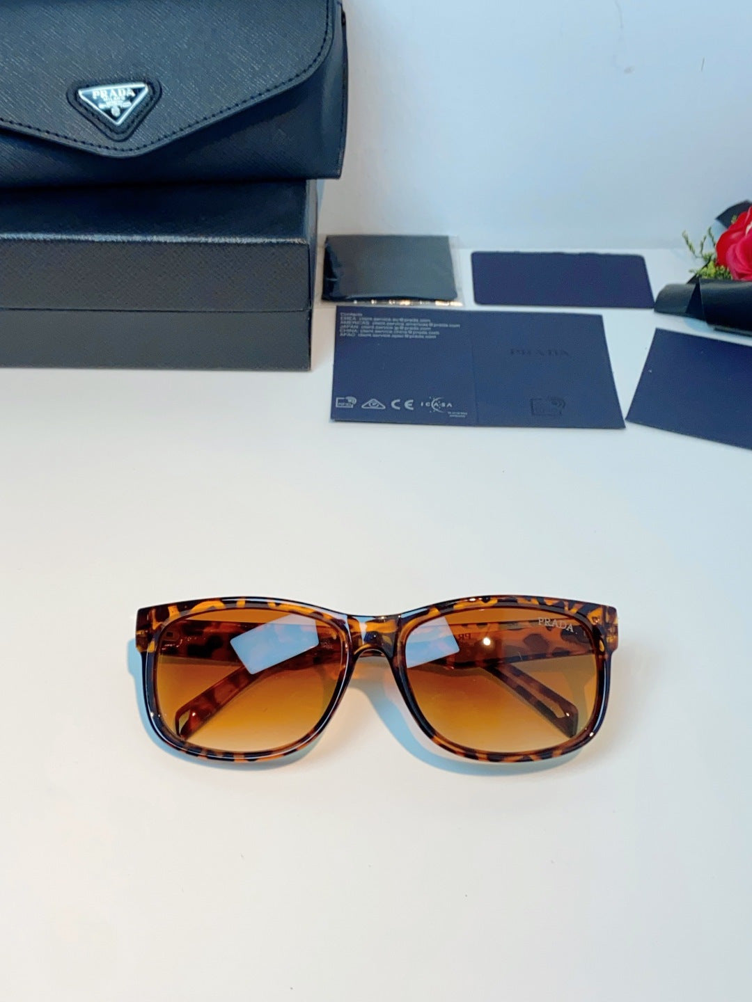 Prada Polarized Square Orange Lens Sunglasses for Men & Women - detail image 9