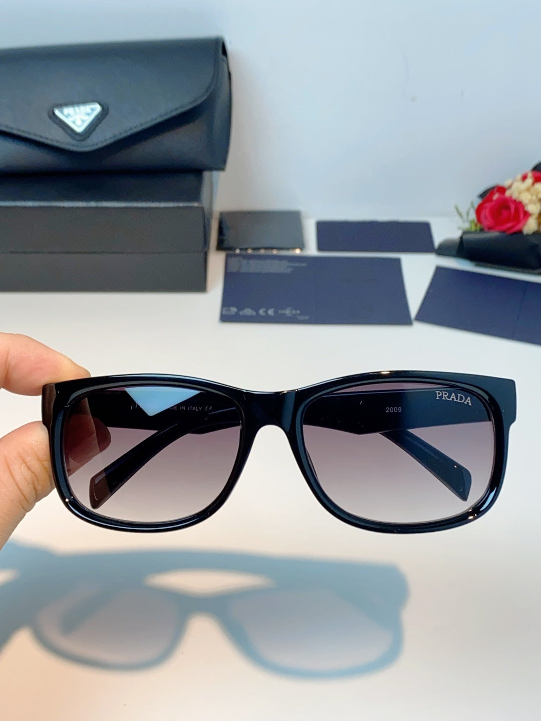 Prada Polarized Square Blue Lens Sunglasses for Men & Women - 934945 - detail image 4