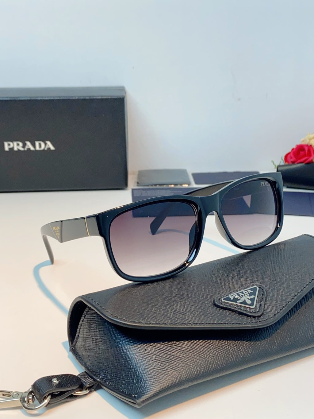 Prada Polarized Square Blue Lens Sunglasses for Men & Women - 934945 - detail image 10