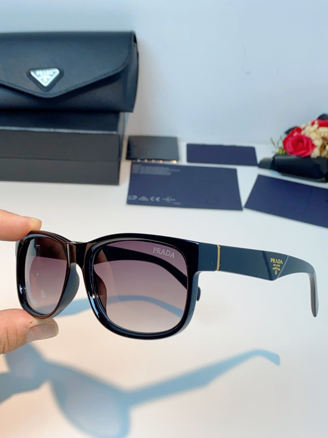 Prada Polarized Square Blue Lens Sunglasses for Men & Women - 934945 - detail image 6