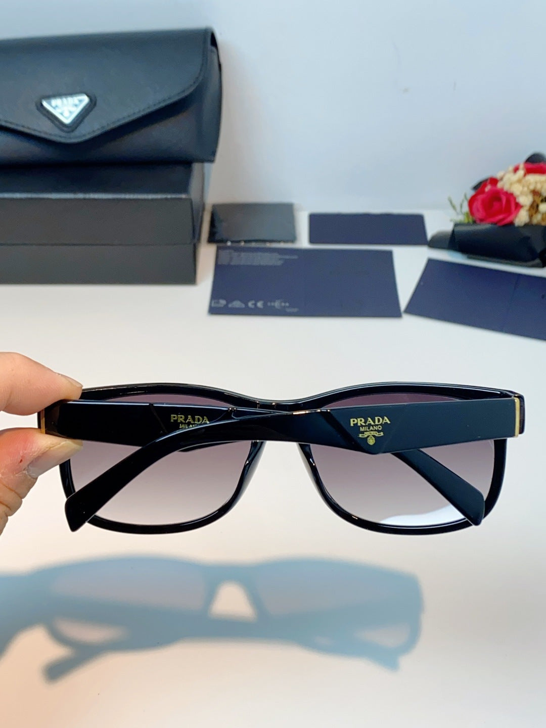 Prada Polarized Square Blue Lens Sunglasses for Men & Women - 372084 - detail image 5