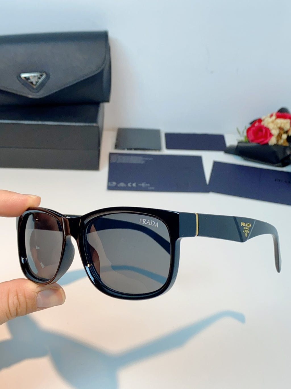 Prada Polarized Square Gray Lens Sunglasses for Men & Women - 934946 - detail image 6