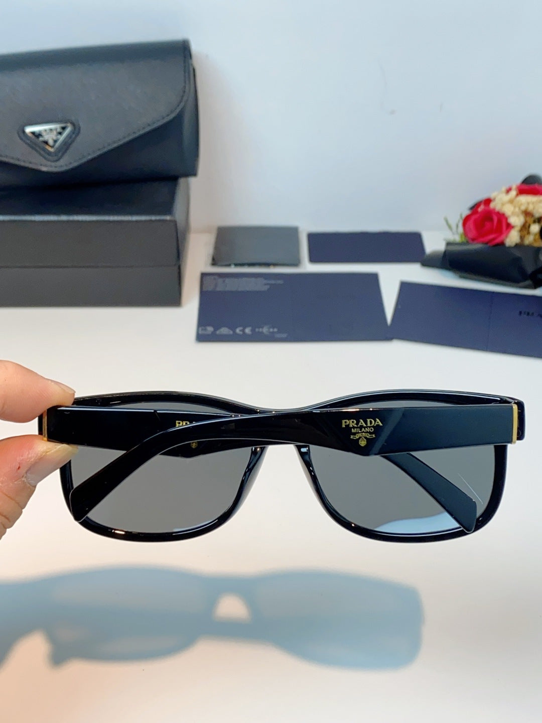 Prada Polarized Square Gray Lens Sunglasses for Men & Women - 372085 - detail image 5
