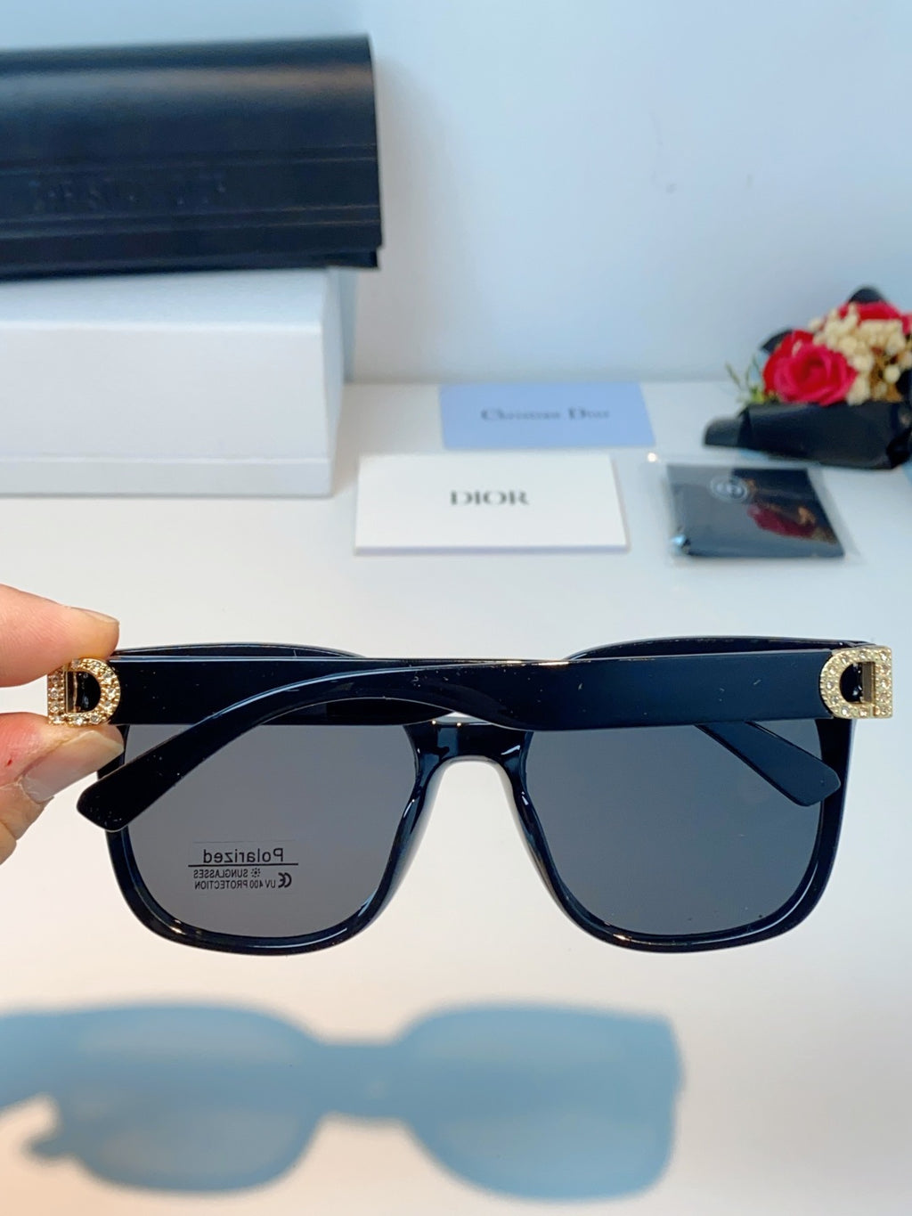 Dior Polarized Cat-Eye Black Lens Sunglasses for Women - 934545 - detail image 5