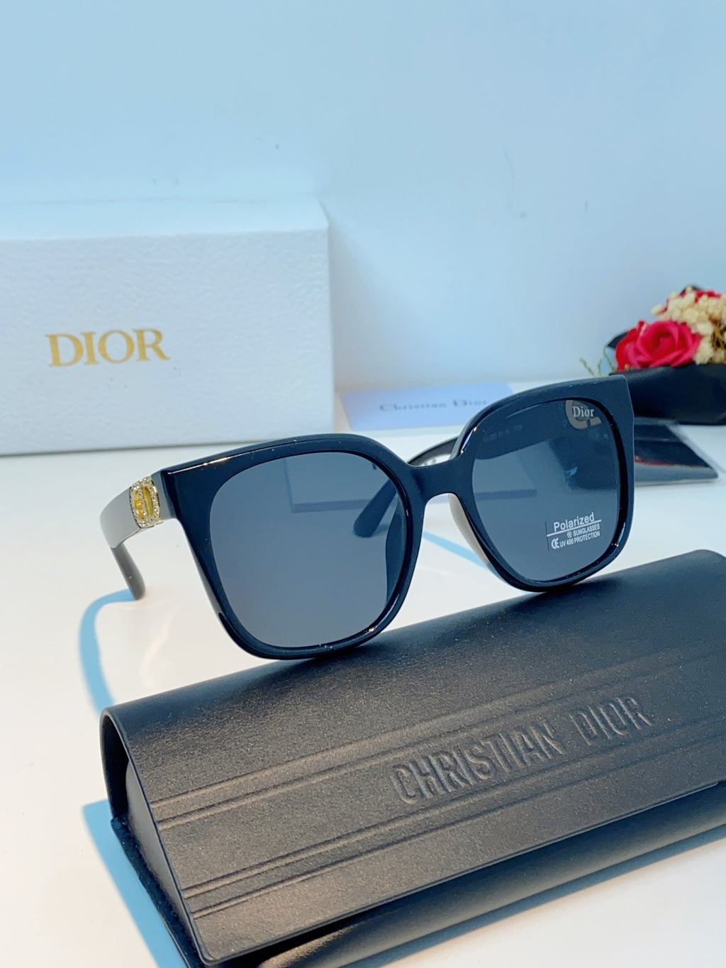 Dior Polarized Cat-Eye Black Lens Sunglasses for Women - detail image 10
