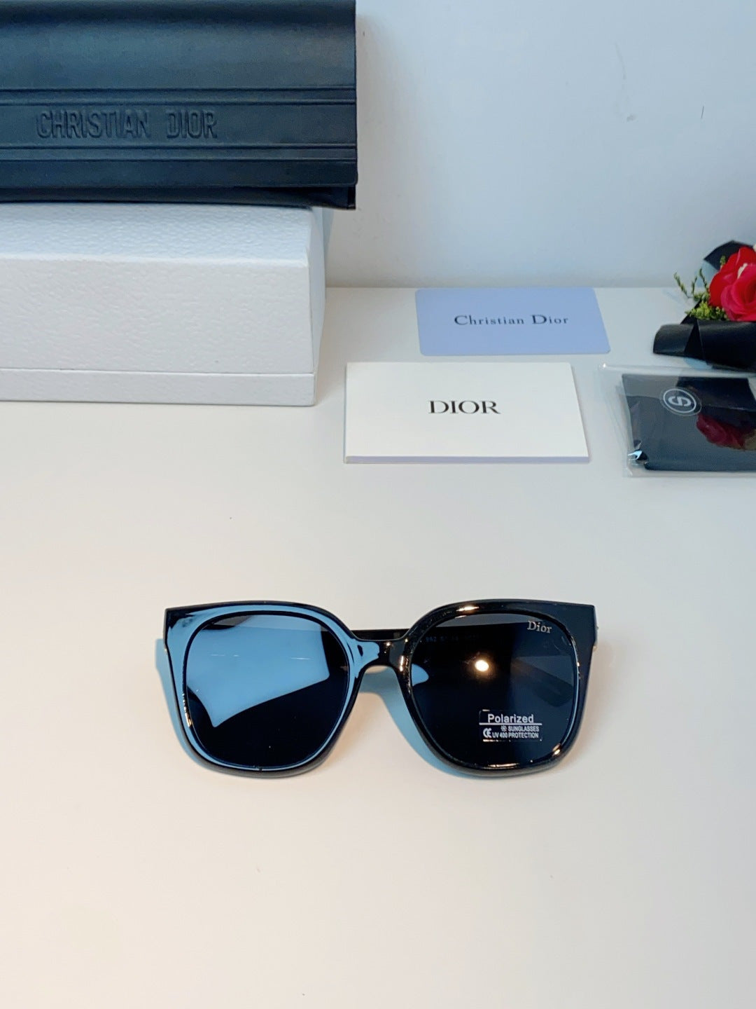 Dior Polarized Cat-Eye Black Lens Sunglasses for Women - detail image 9