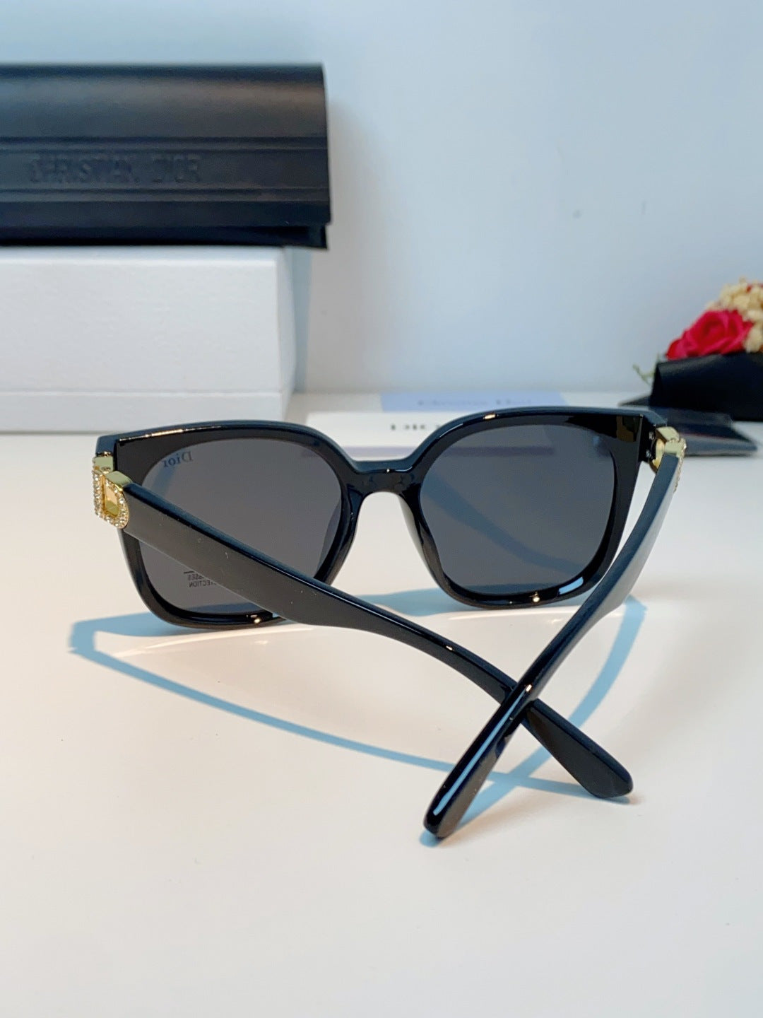 Dior Polarized Cat-Eye Black Lens Sunglasses for Women - 934545 - detail image 3