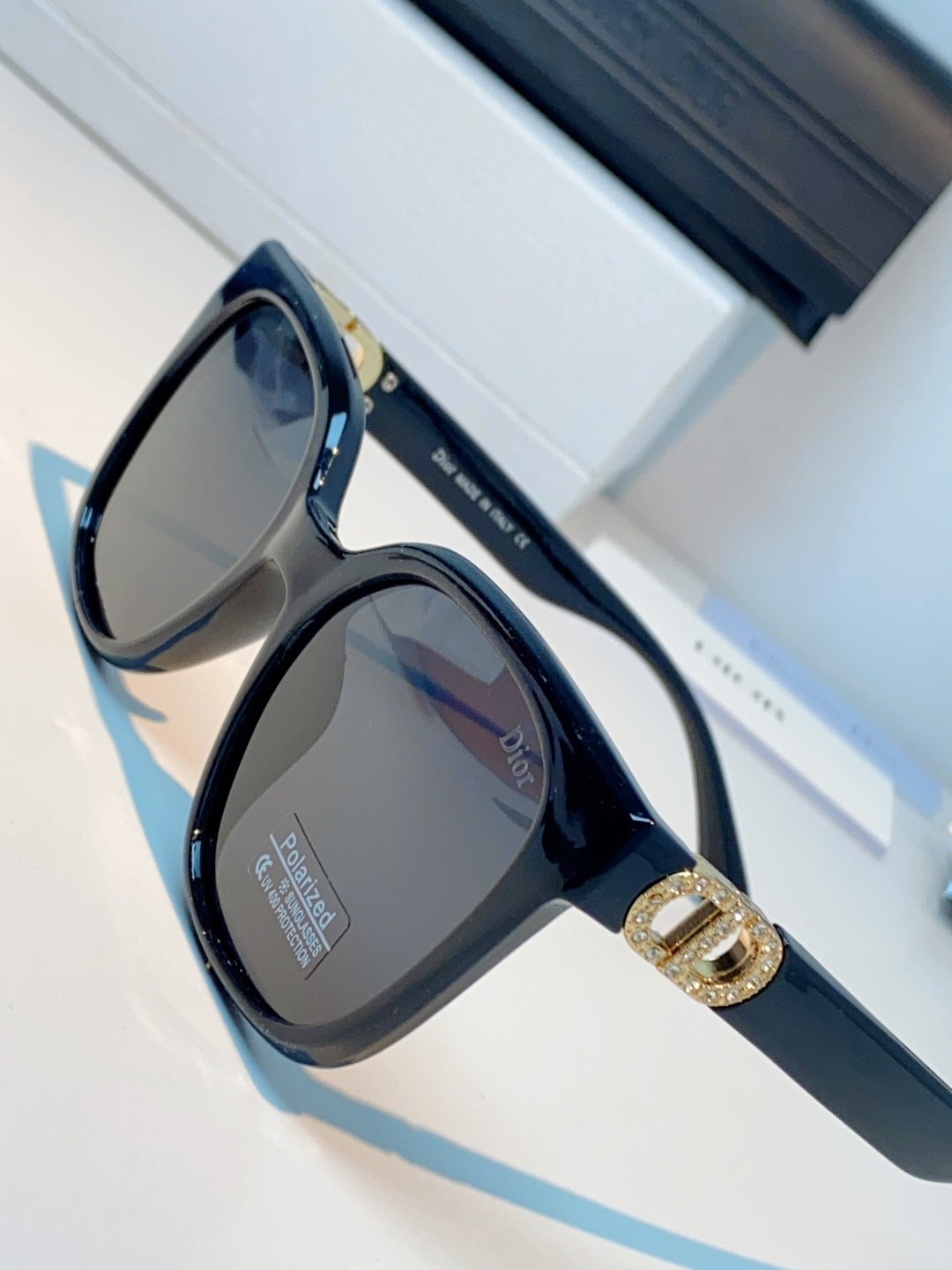Dior Polarized Cat-Eye Black Lens Sunglasses for Women - detail image 7