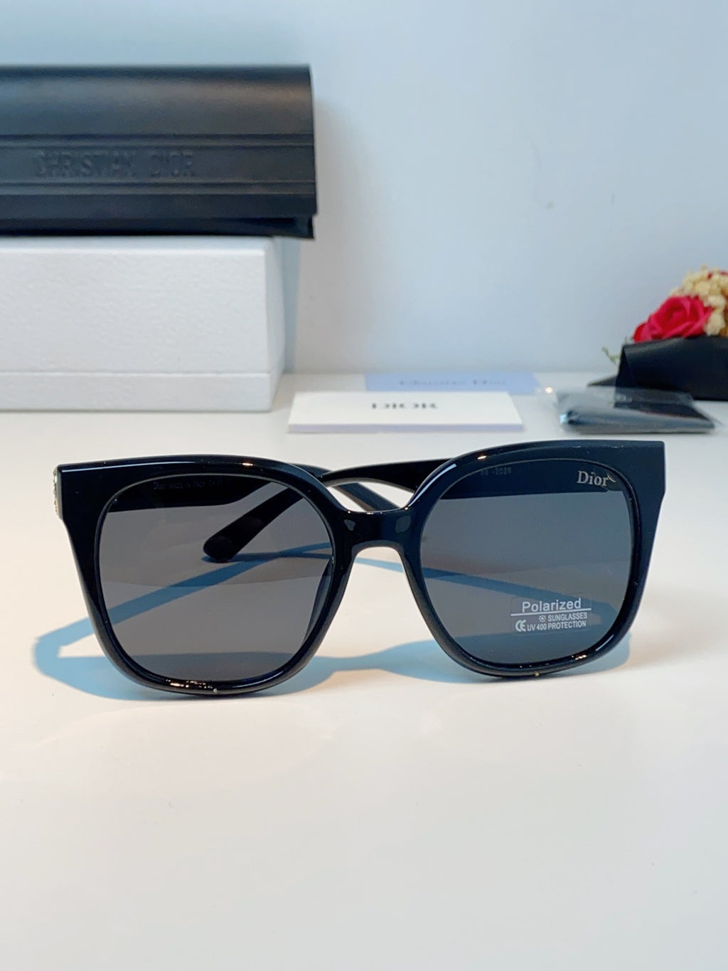 Dior Polarized Cat-Eye Black Lens Sunglasses for Women - detail image 2