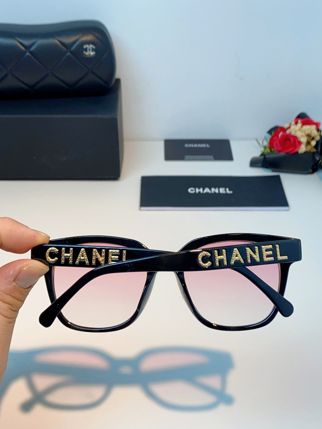 Chanel Square Black Lens Sunglasses for Women - 431647 - detail image 5